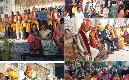 शहनाई एवं वैदिक मंत्रोच्चार की मंगल ध्वनि के बीच 22दूल्हों ने मारे तोरण-आठवां फेरा लिया स्वच्छता के लिए