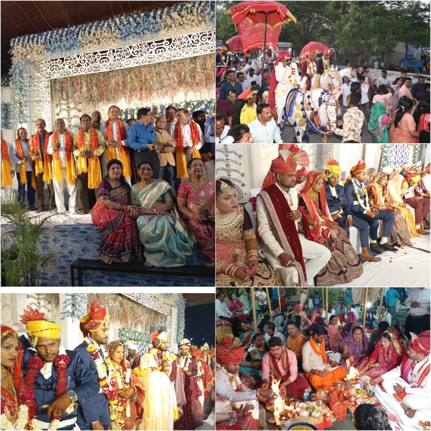 शहनाई एवं वैदिक मंत्रोच्चार की मंगल ध्वनि के बीच 22दूल्हों ने मारे तोरण-आठवां फेरा लिया स्वच्छता के लिए