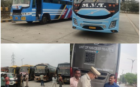सड़कों पर बसें खड़ी कर यातायात बाधित करने वालों के विरूद्ध कड़ी कार्रवा  सड़क पर खड़ी पायी गई 7 बसों का किया गया जप्त
