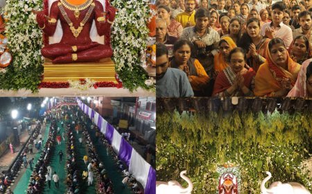 केसर का दुर्लभ श्रृंगार देखने वाले श्रद्धालुओं का सुबह से रात तक  लगा रहा ताता