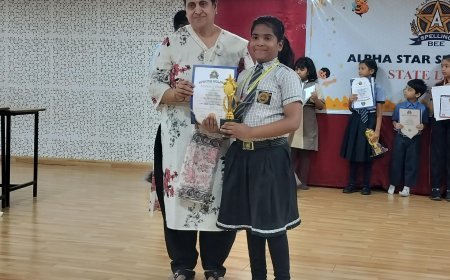 इंदौर में अल्फा स्टार स्पेलिंग बी की नेशनल लेवल प्रतियोगिता में छात्रा मनन्या आहिरे ने बनाई नेशनल फाइनल में जगह