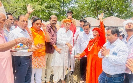 खंडवा रोड स्थित अखंड परमधाम गौशाला पर वैदिक मंत्रोच्चार के बीच निर्माण कार्य शुरू