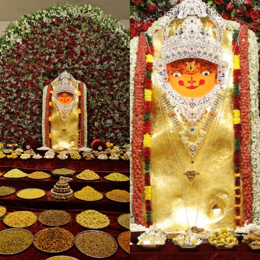 अलीजा सरकार का स्वर्णिम श्रृंगार: 15 ग्राम सोने का वर्क और हीरा जड़ित मुकुट में आलौकिक नजर आय बजरंगबली,