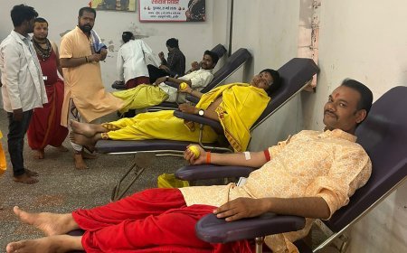 अन्नपूर्णा मंदिर पर ब्रह्मलीन नीनादेवी अग्रवाल की स्मृति में रक्तदान शिविर एवं गोवंश सेवा