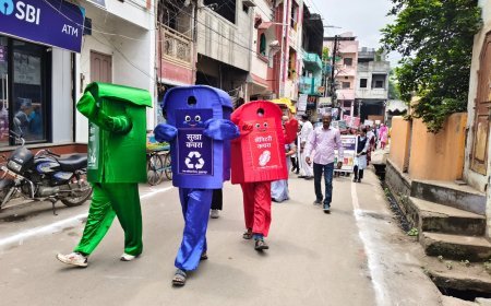 बुरहानपुर के शास्त्री चौक वार्ड में कचरा पृथक्करण को लेकर जन-जागरूकता रैली, विद्यार्थियों ने दिया स्वच्छता का संदेश