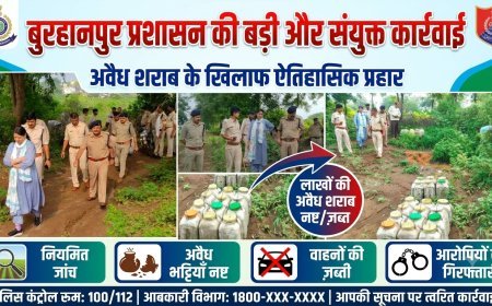 बुरहानपुर पुलिस प्रशासन कीअवैध शराब के विरूद्ध संयुक्त टीम की बड़ी कार्यवाही
