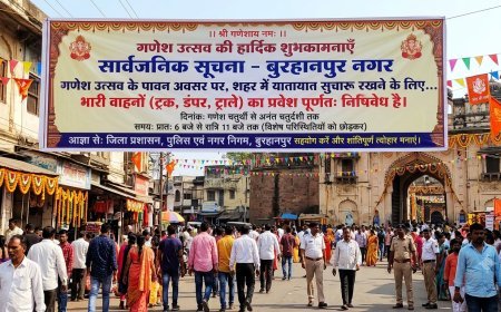 गणेश प्रतिमा स्थापना के दौरान 13 एवं 14 सितंबर को बुरहानपुर पुलिस की विशेष यातायात एवं सुरक्षा व्यवस्था