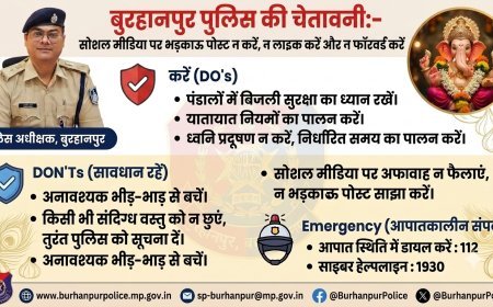 बुरहानपुर पुलिस ने जारी किया सोशल मीडिया एडवाइजरी भड़काऊ और आपत्तिजनक कंटेंट से रहें दूर