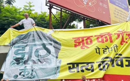 हमेशा झूठ बोलने वाली पार्टी ने लगाए झूठ की गूंज के पोस्टर