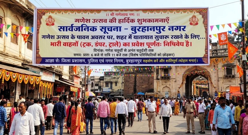 गणेश प्रतिमा स्थापना के दौरान 13 एवं 14 सितंबर को बुरहानपुर पुलिस की विशेष यातायात एवं सुरक्षा व्यवस्था