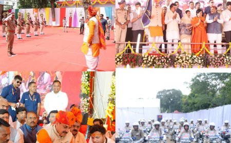 विजया दशमी के अवसर पर माननीय मुख्यमंत्री म.प्र. डॉ. मोहन यादव  द्वारा डीआरपी लाइन इंदौर में किया गया, परंपरागत शस्त्र पूजन।