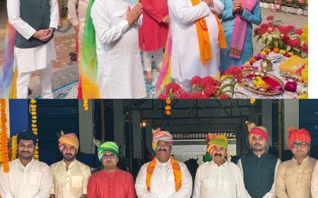 बिचोली मर्दाना स्थित आर-9 स्टेबल में पटेल परिवार ने पारंपरिक गरिमा के साथ किया शस्त्र एवं अश्व पूजन